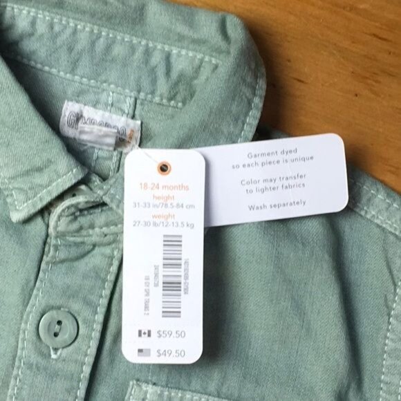 Gymboree  Girl's Green (Dyed) Jumpsuit, Size 16-24M, Embroidered daisy details o - Picture 4 of 4